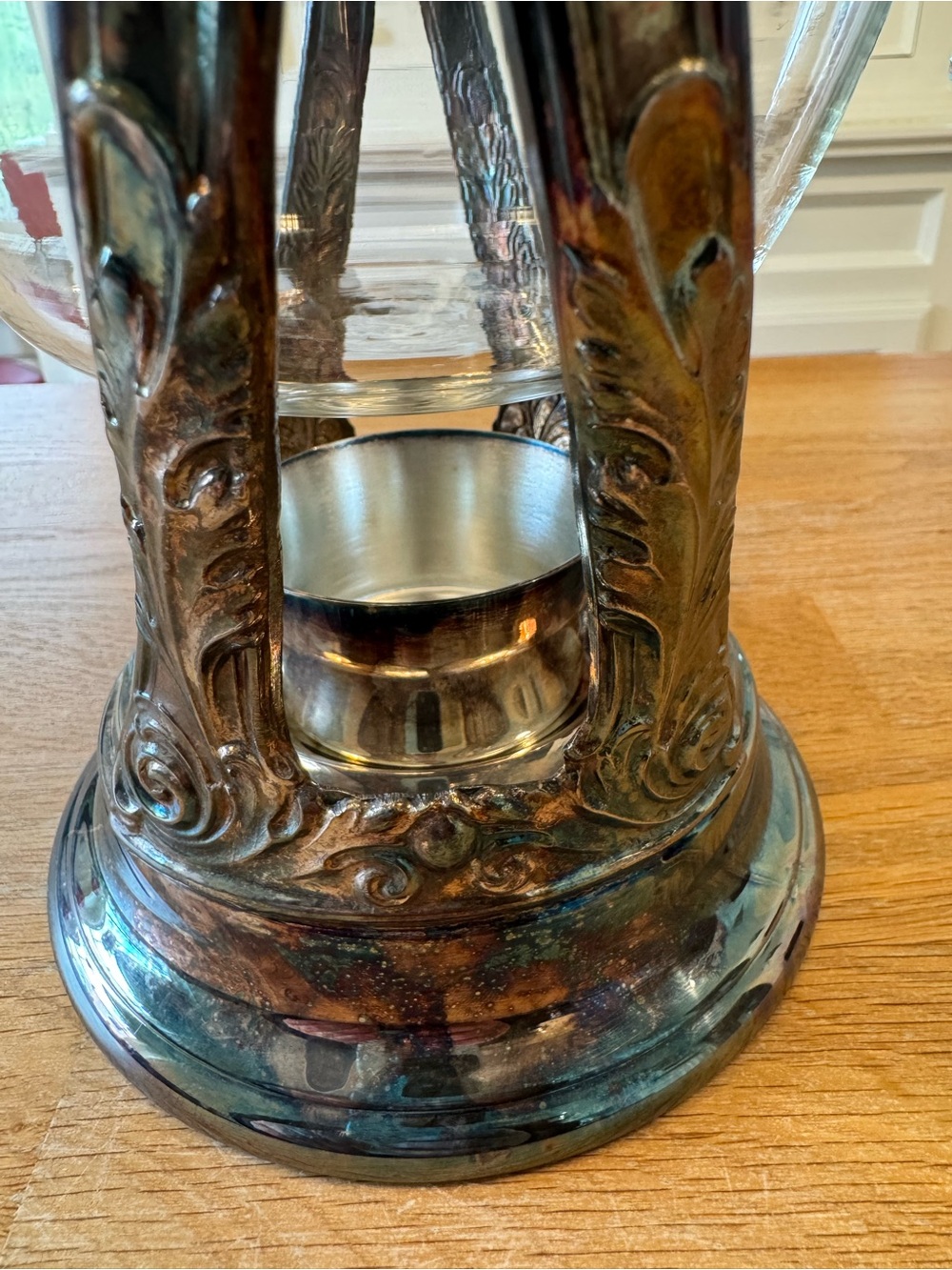 Antique Silver Tilting Glass Coffee Carafe & Warming Stand | Art Nouveau | HTF - Picture 11 of 11